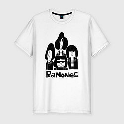 Футболка slim-fit Ramones панк рок группа, цвет: белый