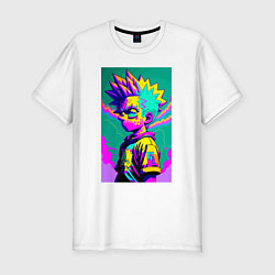 Футболка slim-fit Bart Simpson - pop art, цвет: белый