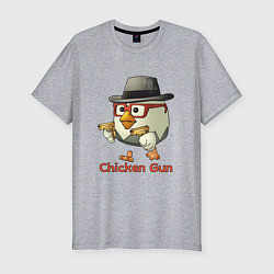 Мужская slim-футболка Чикен ган - курочка в шляпе