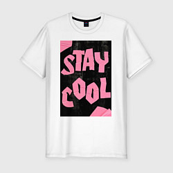 Футболка slim-fit Оставайся крутым, цвет: белый