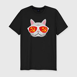 Футболка slim-fit Котик СССР, цвет: черный