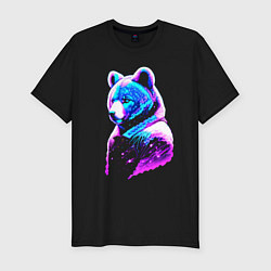 Мужская slim-футболка Светящийся звёздный медведь - нейросеть