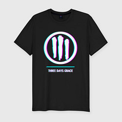 Мужская slim-футболка Three Days Grace glitch rock
