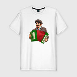 Мужская slim-футболка Ленин на баяне