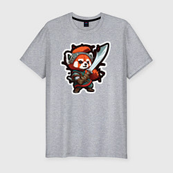 Мужская slim-футболка Красная панда воин