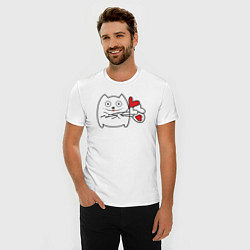 Футболка slim-fit Котик с шариками, цвет: белый — фото 2