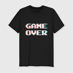 Футболка slim-fit Пиксельный глитч game over, цвет: черный