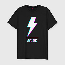 Мужская slim-футболка AC DC glitch rock