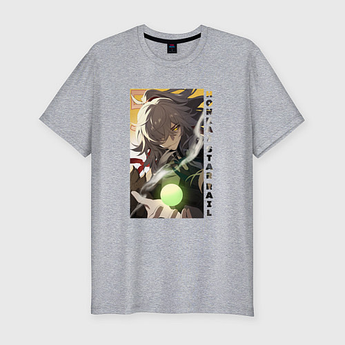 Мужская slim-футболка Взгляд Цзин Юаня / Меланж – фото 1