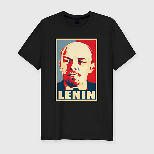 Мужская slim-футболка Lenin / Черный – фото 1