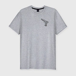 Футболка slim-fit Чертёж АПС Автоматический Пистолет Стечкина, цвет: меланж