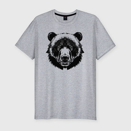 Мужская slim-футболка Чернильный медведь / Меланж – фото 1