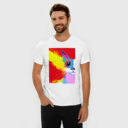 Футболка slim-fit Эскиз кошки, цвет: белый — фото 2
