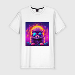 Футболка slim-fit Неоновый ежик в очках, цвет: белый