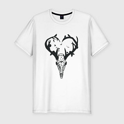 Мужская slim-футболка Череп олень с рогами в виде сердца