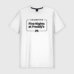 Мужская slim-футболка FNAF gaming champion: рамка с лого и джойстиком