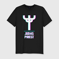 Мужская slim-футболка Judas Priest glitch rock