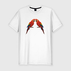 Мужская slim-футболка Пара красных попугаев