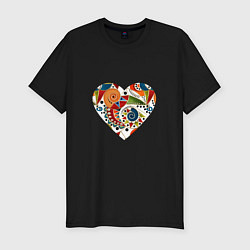 Футболка slim-fit Сердце с абстрактным узором, цвет: черный
