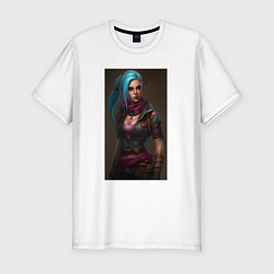 Футболка slim-fit Jinx fantasy Arcane League of Legends, цвет: белый