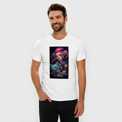 Футболка slim-fit Jinx with cat art League of Legends, цвет: белый — фото 2