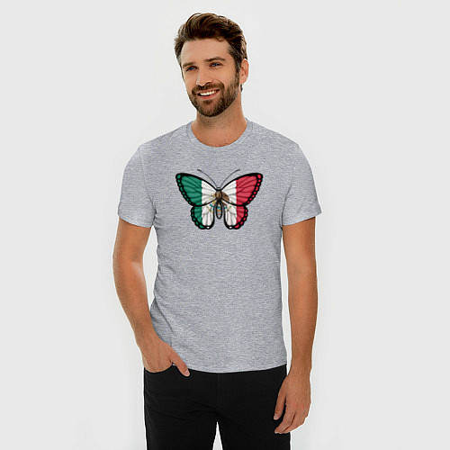 Мужская slim-футболка Мексика бабочка / Меланж – фото 3