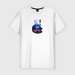 Мужская slim-футболка Силуэт Шинобу Кочо и светящаяся бабочка