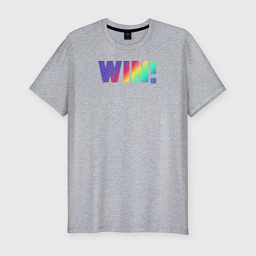 Мужская slim-футболка Разноцветная надпись win / Меланж – фото 1
