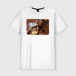 Мужская slim-футболка Ассасин гладит кота