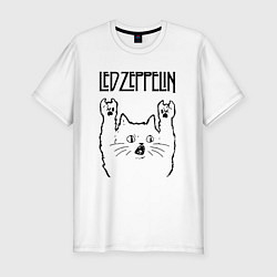Мужская slim-футболка Led Zeppelin - rock cat