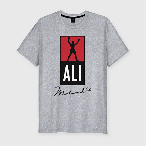 Мужская slim-футболка Muhammad Ali boxer / Меланж – фото 1