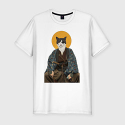 Мужская slim-футболка Samurai one - eyed cat