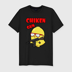 Мужская slim-футболка Chicken machine gun