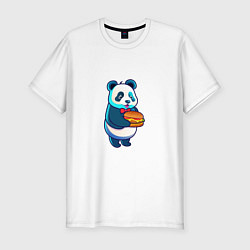 Футболка slim-fit Милая панда с чизбургером, цвет: белый