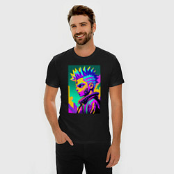 Футболка slim-fit Bart Simpson - cyberpunks not dead - motto, цвет: черный — фото 2