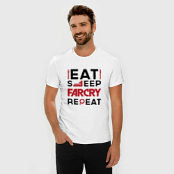 Футболка slim-fit Надпись: eat sleep Far Cry repeat, цвет: белый — фото 2