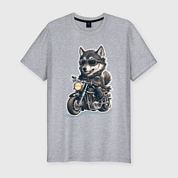 Мужская slim-футболка Волчья сила на двух колесах