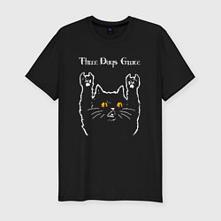 Мужская slim-футболка Three Days Grace rock cat