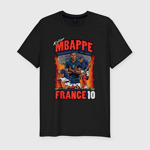 Мужская slim-футболка Килиан Мбаппе Франция 10 / Черный – фото 1