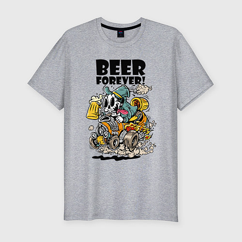 Мужская slim-футболка Beer forever - motto / Меланж – фото 1