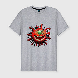 Футболка slim-fit Веселый вирус красный, цвет: меланж