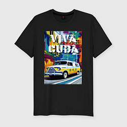 Мужская slim-футболка Viva Cuba - car - retro