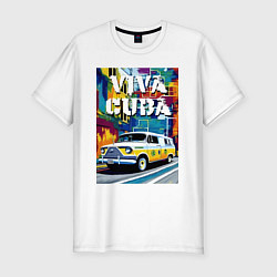 Футболка slim-fit Viva Cuba - car - retro, цвет: белый