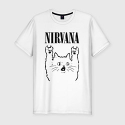 Футболка slim-fit Nirvana - rock cat, цвет: белый