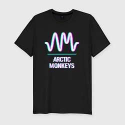 Мужская slim-футболка Arctic Monkeys glitch rock