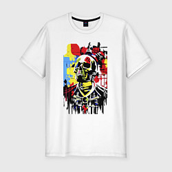 Мужская slim-футболка Skull - pop art - sketch