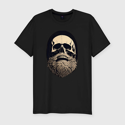 Мужская slim-футболка Винтажный череп с бородой / Черный – фото 1