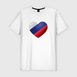 Мужская slim-футболка Флаг России в сердце