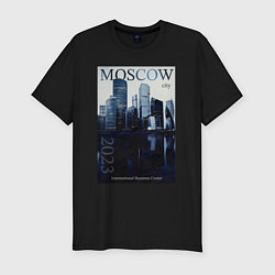 Мужская slim-футболка Moscow city обложка журнала