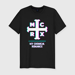 Мужская slim-футболка My Chemical Romance glitch rock
